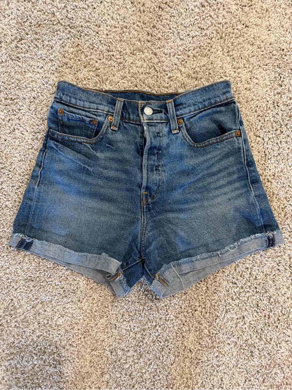 Levi's Women's Medium Blue Rolled-Hem Denim Shorts